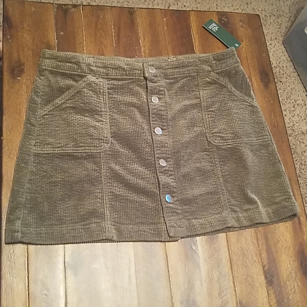 Green corduroy mini skirt